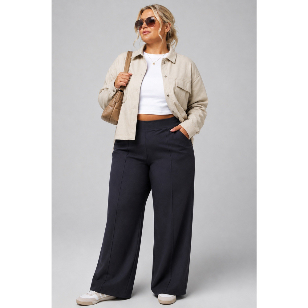 NWT Fabletics Womens Downtown Wide Leg Pant Midnight Blue/Grey XXL-1X 16-18 REG
